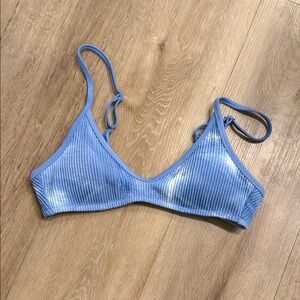 Aerie Light Blue Ribbed scoop  Bikini Top